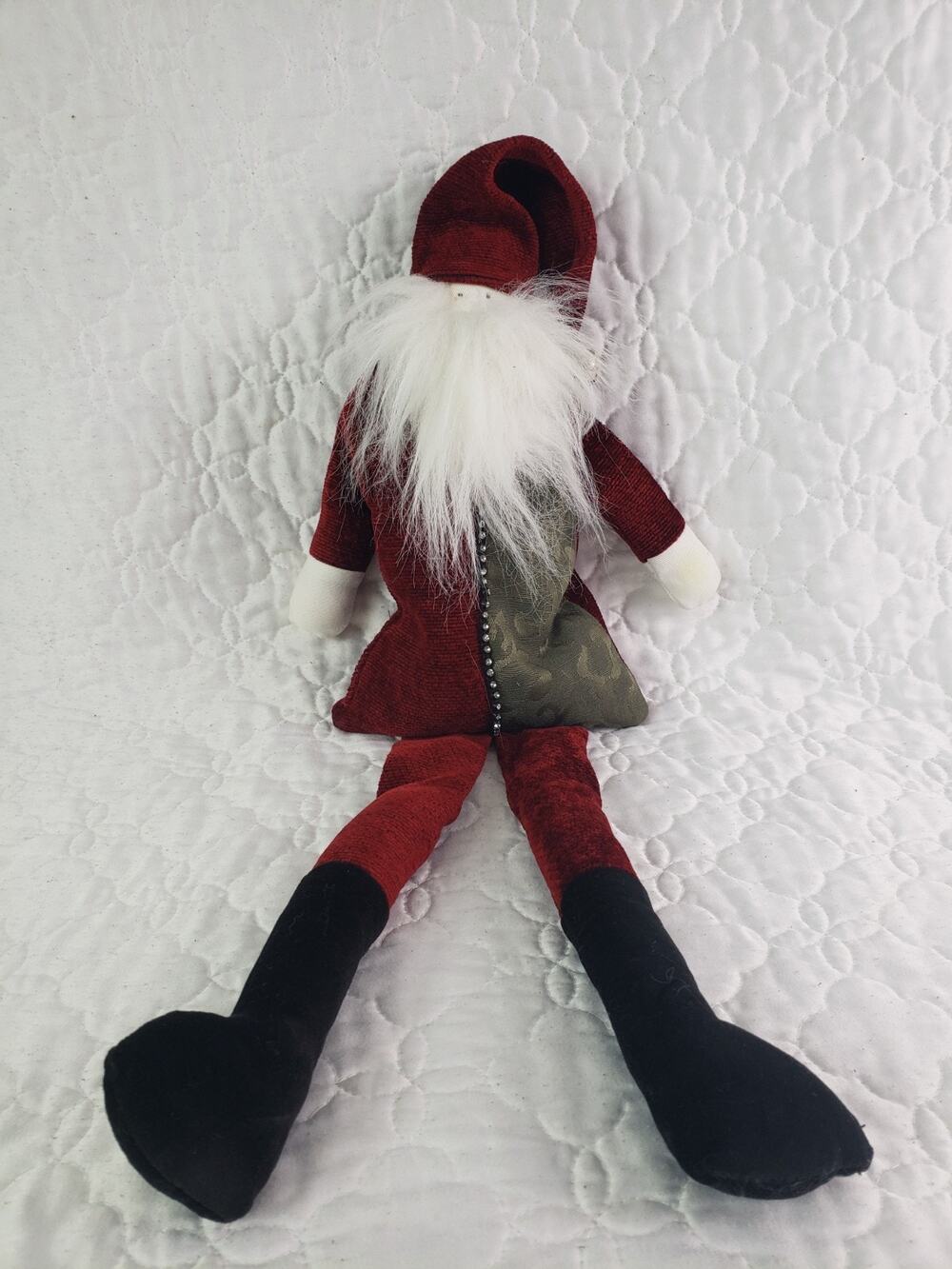 Vtg 2004 Woof & Poof Santa Clause Velvet Black & Burgundy Shelf Sitter Plush 20"